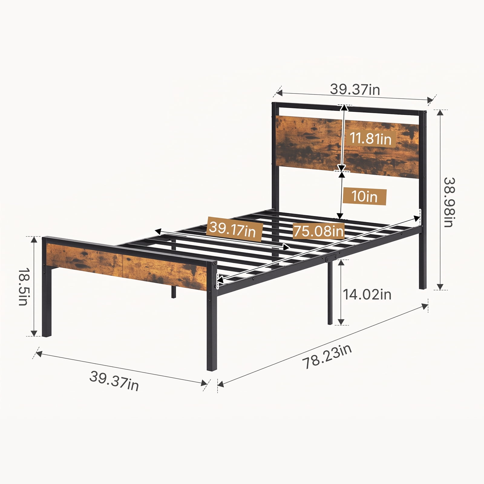 Alvantor Metal Platform Bed Frame, Mattress Foundation with Headboard and and Footboard, No Box Spring Needed Support, Noise Free, Easy Assembly