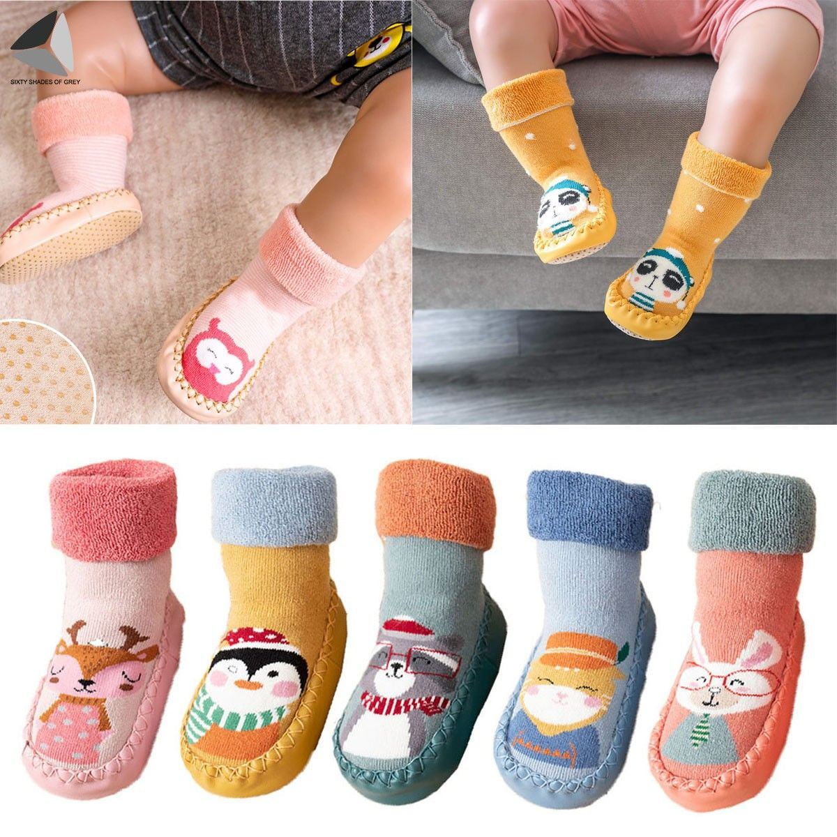 Baby Boy Girl Moccasins Non Slip Slippers Grip Socks Age 6-1218-24 Months Gift 