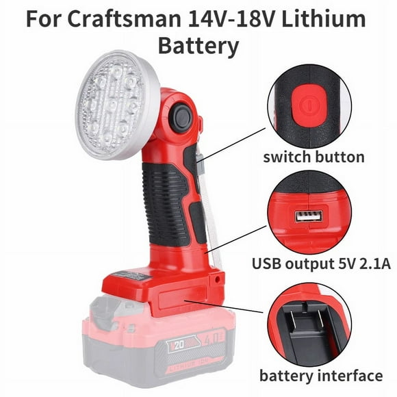 3 inch Emergency Light For Makita Milwaukee Bosch Dewalt Ryobi Craftsman Black&Decker 14.4V-18V Lithium Battery Flashlight Light