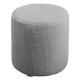 thumbnail image 2 of HLONK Round Ottoman Slipcover Polyester Blend Footstool Protector Covers Stretch with Elastic Bottom Feature Textured Machine Washable Jacquard Fabric - Grey, 2 of 8
