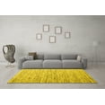 thumbnail image 3 of Ahgly Company Machine Washable Indoor Round Abstract Yellow Contemporary Area Rugs, 5' Round, 3 of 4