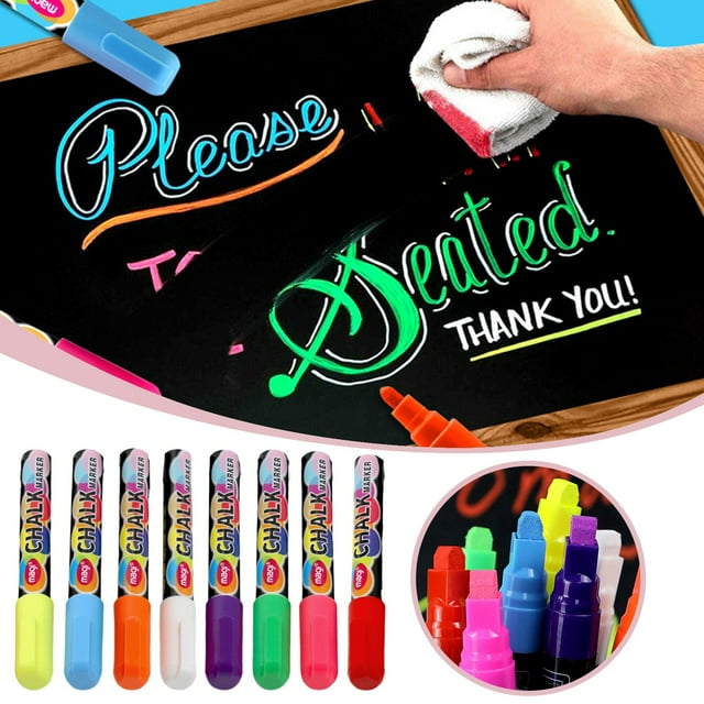 &Craft&Stationery 8 Color Liquid Chalk for Kids 23ml Water Soluble Chalkboard Markers Erasable Fluorescent Pens for Writing Drawing