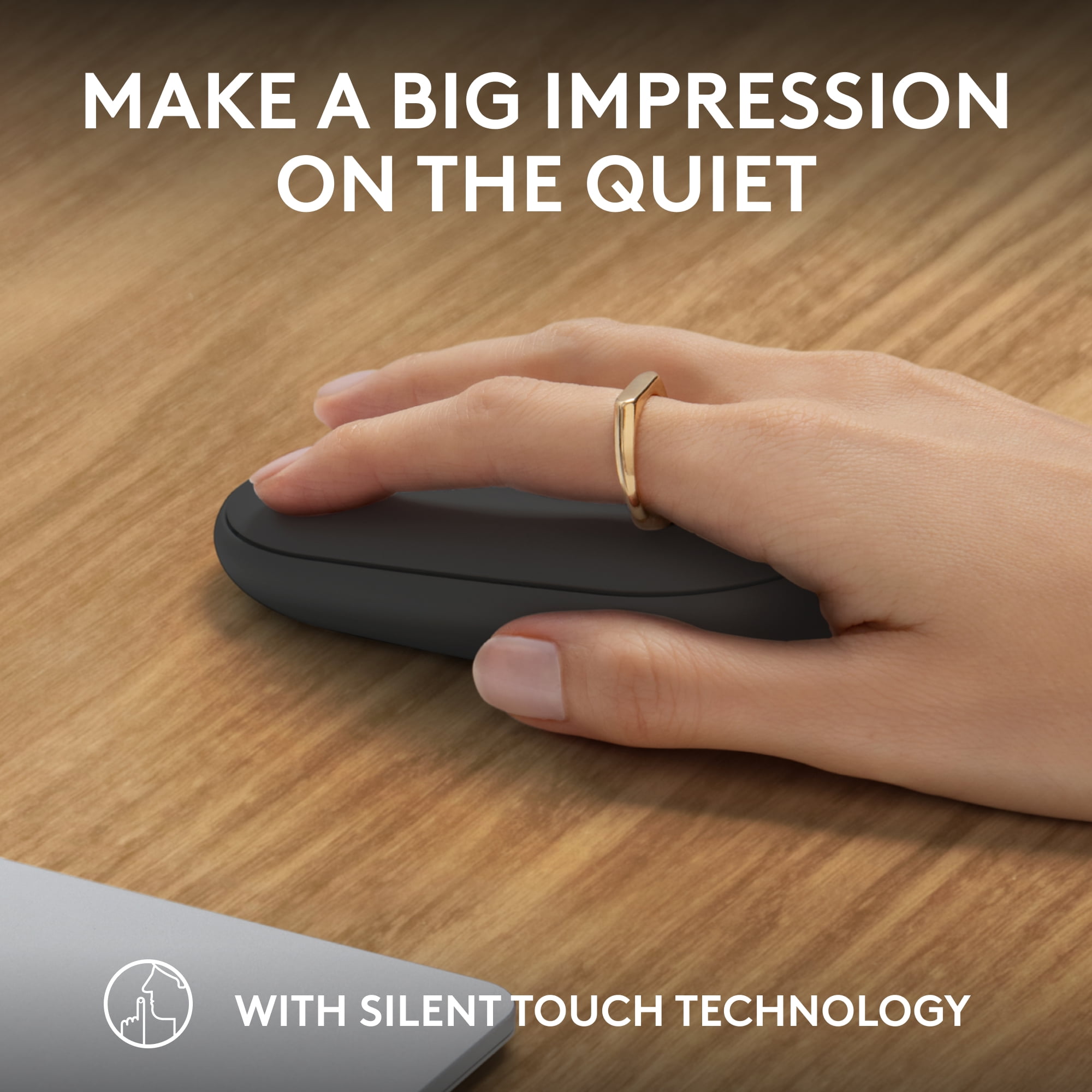 Logitech Pebble Mouse 2 M350s Slim Bluetooth Wireless Mouse, Portable, Lightweight, Customizable Button, Quiet Clicks, Graphite