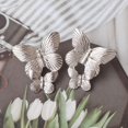 thumbnail image 3 of Butterfly Silver Earrings- Double Butterflies Earrings- Butterfly Statement Earrings - Butterfly Stud Earrings, 3 of 6