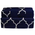 thumbnail image 5 of Carter 6 PC Sheet Set Quatrefoil Geometric Bedding, Ultra Soft Double Brushed Microfiber Fabric - King Navy, 5 of 5