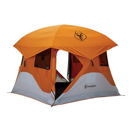 Gazelle Tents 22272 T4 Pop-Up Portable 2 Door Camping Hub Tent with Removable Floor and Rain Fly, Easy Instant Set Up in 90 Seconds, 4 Person, Orange