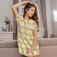 thumbnail image 3 of Fotbe Yellow Lemon Slices Bata de Dormir para Mujer con Estampado, Camisón de Algodón de Manga Corta, Ropa de Dormir Casual, 3 of 6