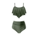 thumbnail image 4 of LIaqionyy Womens 2 Piece Swimsuits Ruffled Tank Top with Shorts Trendy Slim Stretch Swimwear High Waisted Bikini, 4 of 6