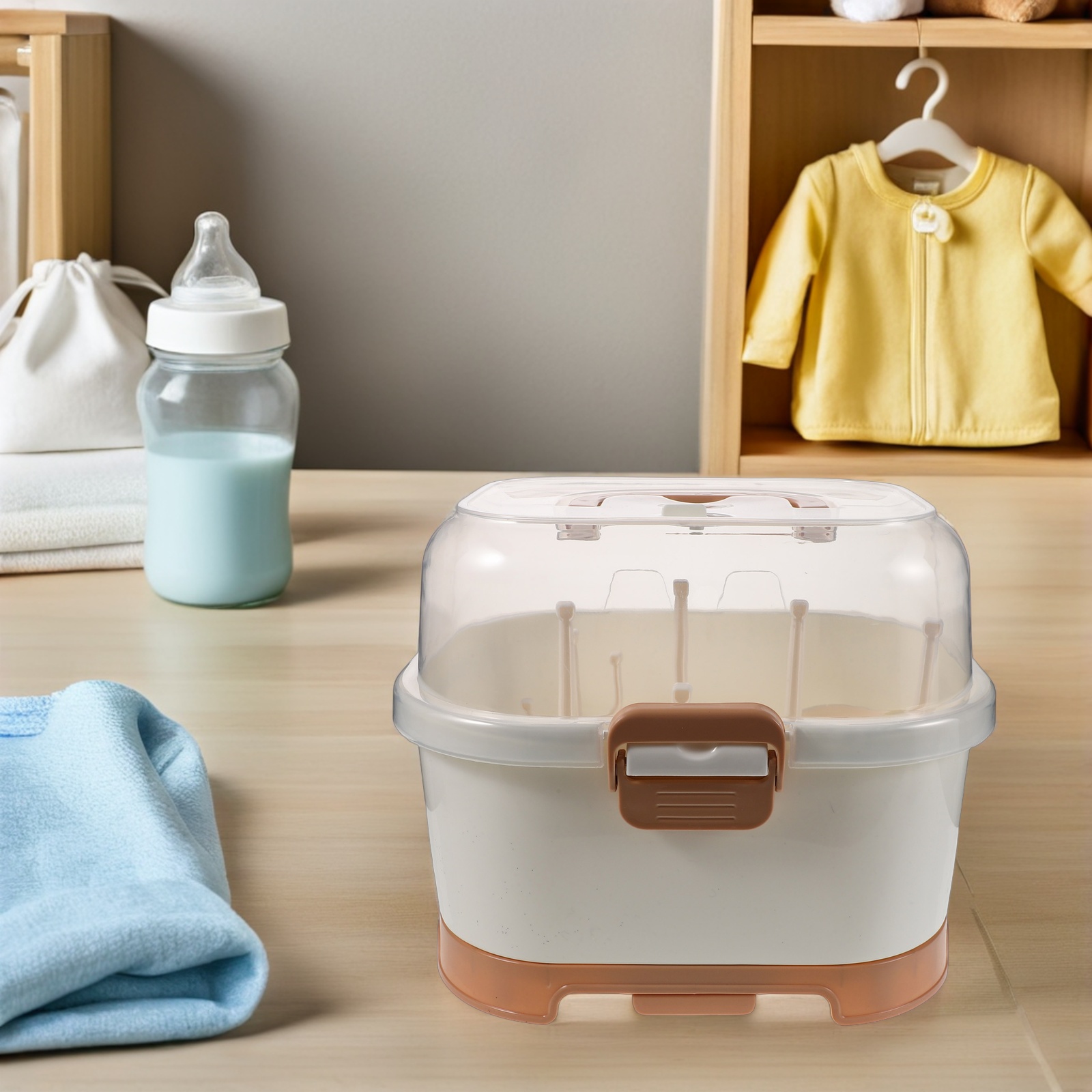 ELAYARD Portable Baby Bottle Storage Organizer Box Compact Drying Rack for Home, 9.5 x 6.5 x 4.5 Inches, Easy to Clean and Store