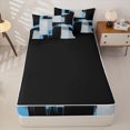 thumbnail image 4 of Castle Fairy Minimalist Geometric Block Zipper Twin Comforter Sets with Fitted Sheet and 2 Pillowcases,Watercolor Vertical Streak Zipper Bedding Set,Black Skyblue Ash,Reversible, 4 of 7
