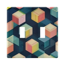 Yayeee Toggle Light Switch Wall Plate 2-Gang 4.56"x4.48" Decorative Outlet Cover, Blue Cubes