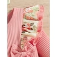 thumbnail image 6 of Bagilaanoe Newborn Baby Girl Rompers Dress Floral Print Long Sleeve Bodysuit + Headband 3M 6M 9M 12M 18M Infant Patchwork Ruffles One Piece Jumpsuit, 6 of 9