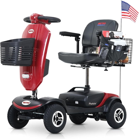SUWU Mobility - 2025 - Upgraded Older Mobility Scooter - 4 Wheel Outdoor Compact Scooter - w/ 2 * 20AH Lead Acid Batteries, 16 Miles, USB Charger Port & Cup Holder, 300W Motor (Black)