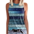 thumbnail image 1 of Prolriy - Camisetas de verano para mujer 2024, camisetas sin mangas estampadas, informales, holgadas, con cuello redondo, color azul, talla L, 1 of 4