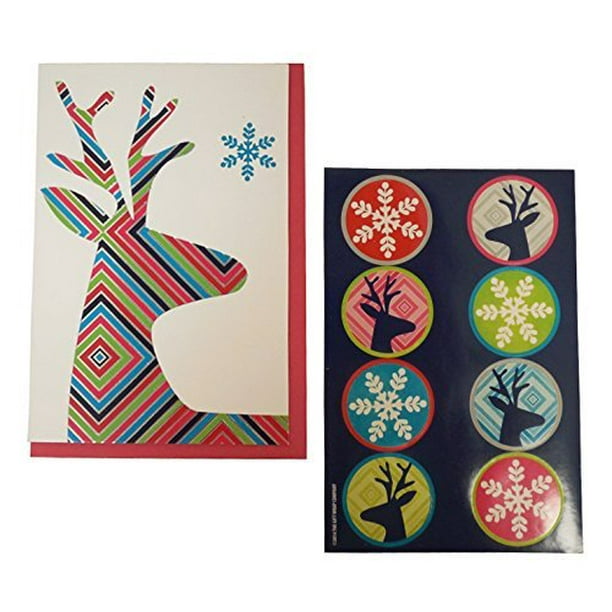 The Gift Wrap Company Boxed Holiday Cards with Seals, Diamond Deer
