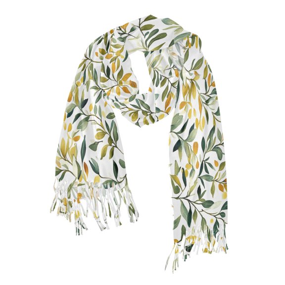 FORMRS Womens Scarf Winter Soft Long Big Warm Shawls Wrap Tassel Scarves, Autumn Greenery