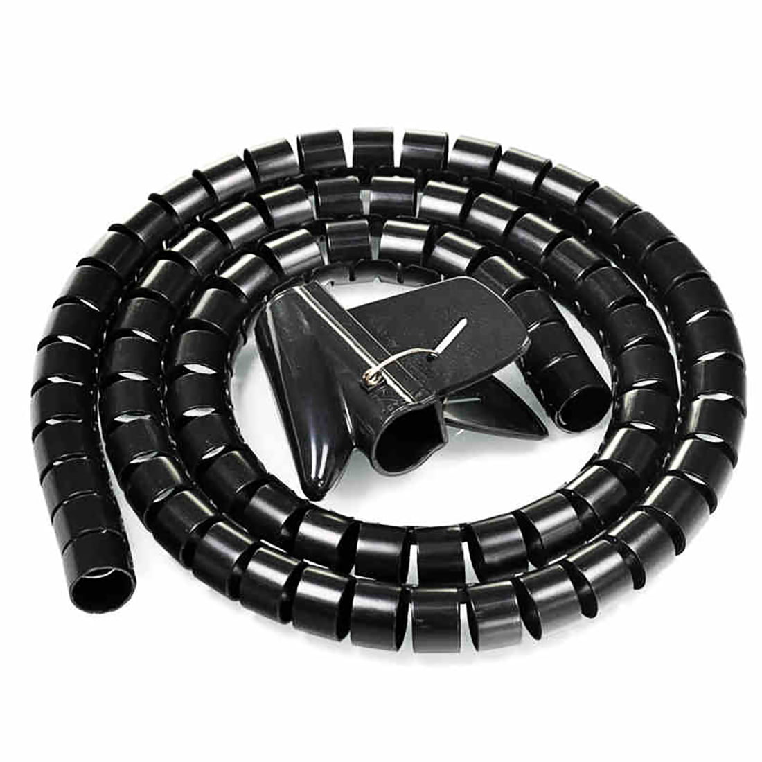 4.92Ft 1.2" 1.5M Spiral Cable Zip Wire Wrap Tube Computer Manage Cord Black 