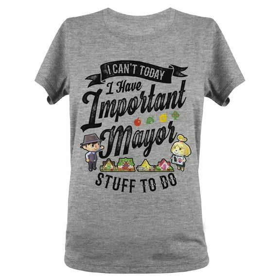 Junior's Nintendo Animal Crossing Mayor Stuff  Graphic Tee Athletic Heather 2X Large