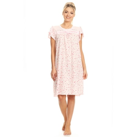 

Lati Fashion Women Nightgowns Short Sleeve Female Nightgowns & Sleepshirts Pink XXXL