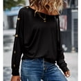 thumbnail image 3 of Black M Women's Top - Off Shoulder Batwing Sleeve, Solid Color, Loose Casual and Comfortable, 3 of 6