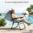 thumbnail image 5 of Pirecart Patio Chairs Set of 2, Foldable Outdoor Lawn Chairs with 5 Level Adjustable Teslin Back & Removable Headrest, All Weather for Camping, Garden, Gray, 5 of 10