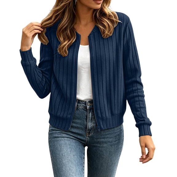 Luvior Women's Full Zip Up Cardigan Sweater Lightweight Casual Long Sleeve Jackets with Pockets