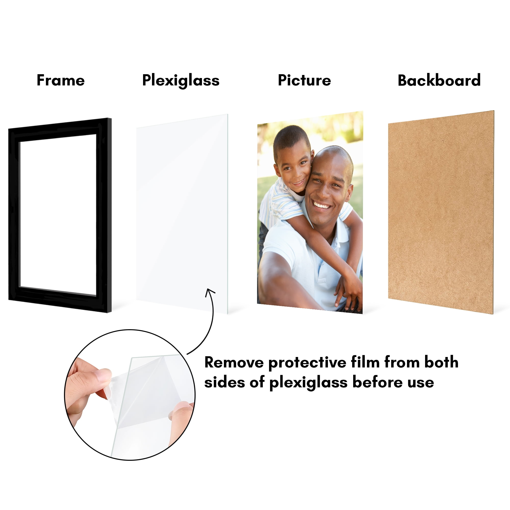 Americanflat 4x6 Picture Frame with Polished Plexiglass 5 Pack Galleria Collection Frames Tabletop - Black