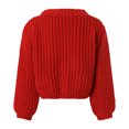 thumbnail image 5 of vigerkar Women's Chunky Knit Open Front Sweater Long Sleeve Button Loose Short Cardigan Outerwear Coats (Red, M), 5 of 9