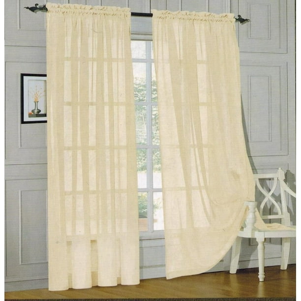 Elegant Comfort 2 Piece Solid SHEER PANEL with ROD POCKET Window