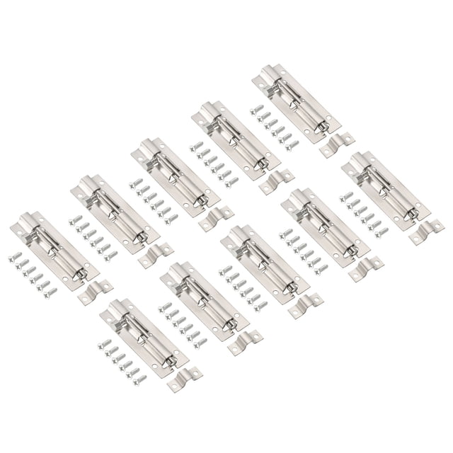 Unique Bargains Door Barrel Bolt Latch 3 Inch, 10 Pack Stainless Steel Security Latch Sliding Lock