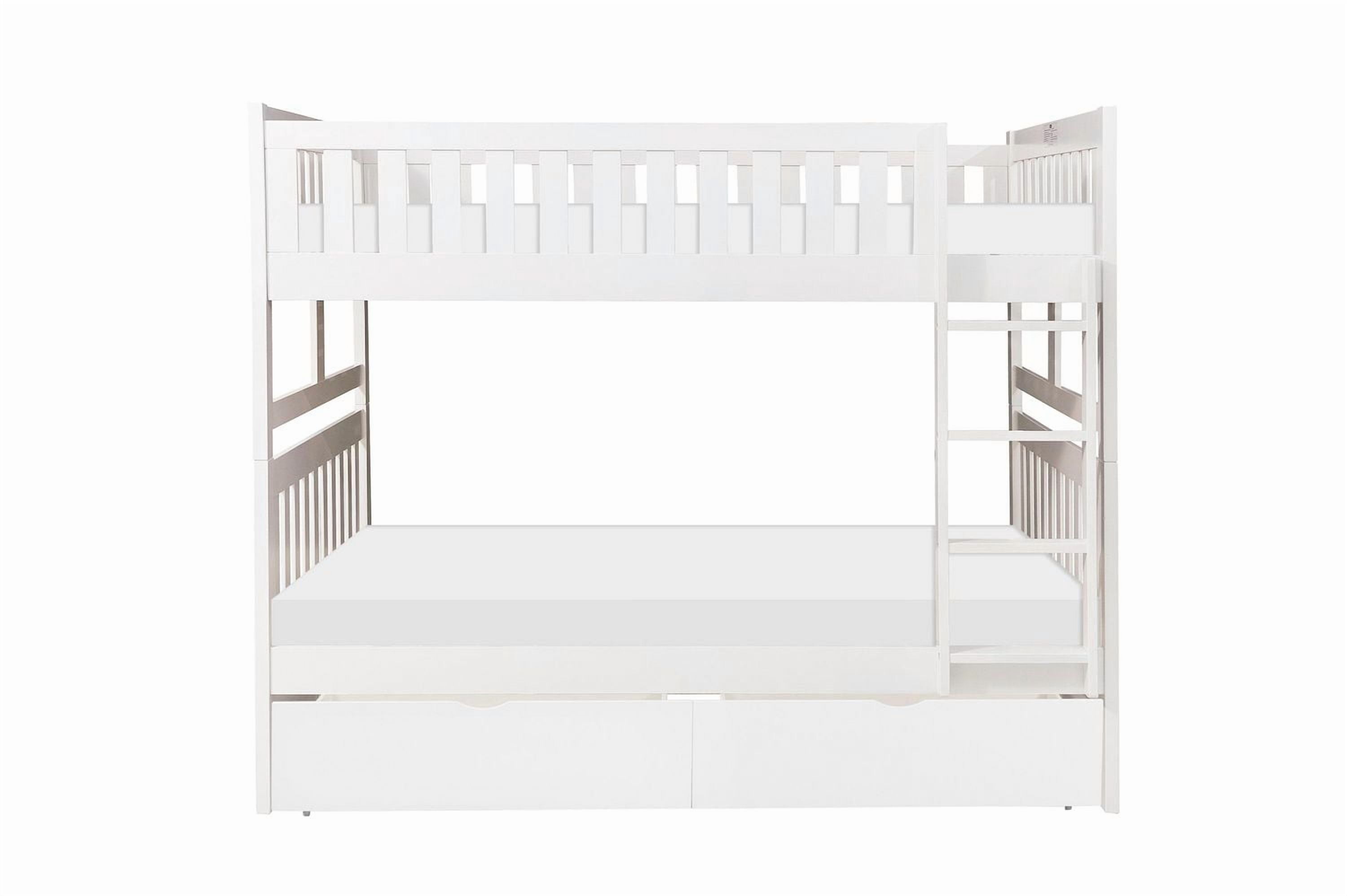 Topline Home Furnishings White Full over Full Bunk Bed with Toy Storage