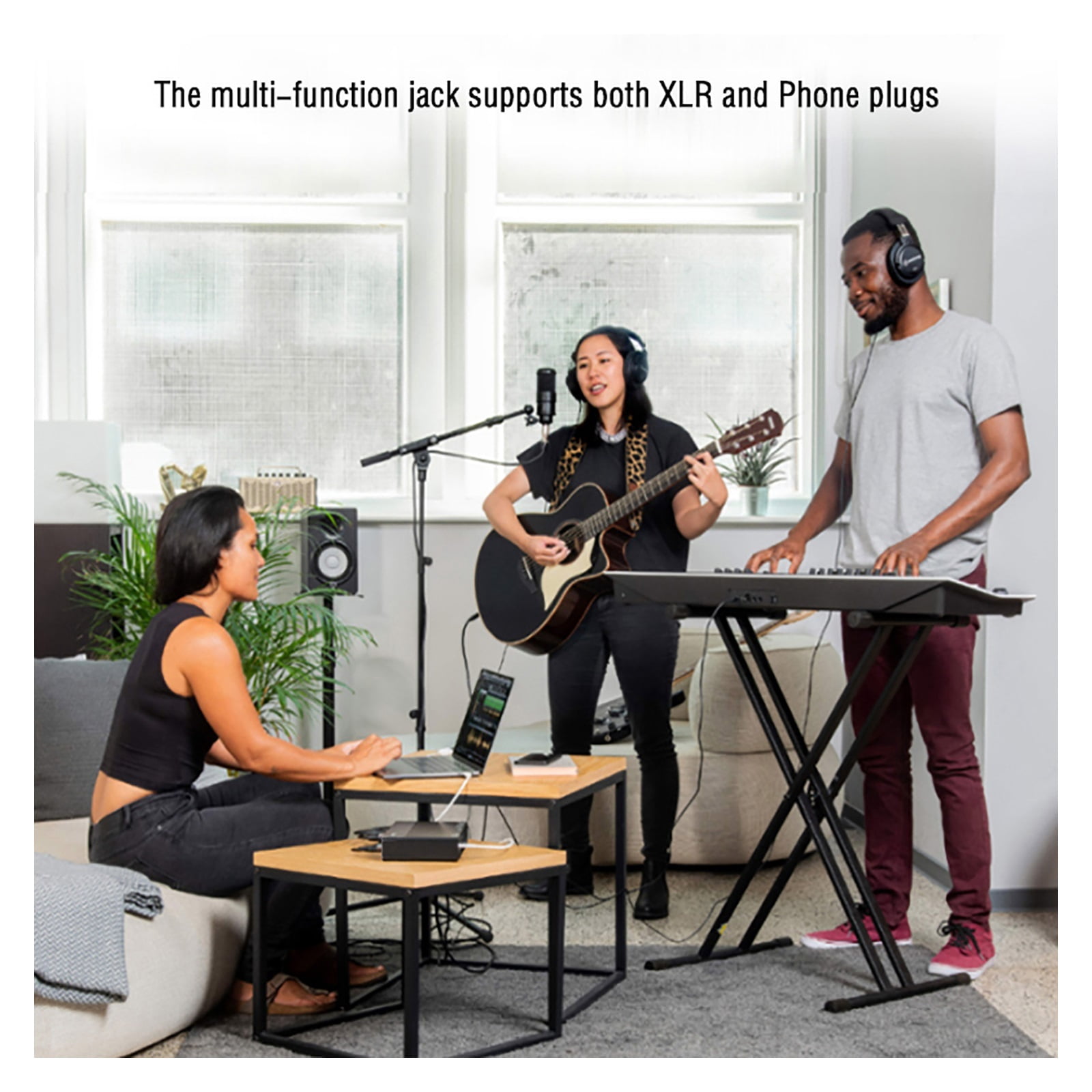 Professional Audio 2 In 2 Out USB Audio Interface Recording Sound Card With Large Diaphragm Recording Mic