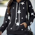 thumbnail image 5 of Womens Star Print Hoodies Pocket Long Sleeve Sweatshirts Streetwear Casual Loose Drawstring Hooded Ladies Pullover, 5 of 6
