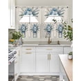 thumbnail image 4 of Blue Spring Floral Swag Kitchen Curtains Sets for Windows 24 Inch Length, Summer Flowers Rustic Short Window Curtain Panels Swags Valances and Tiers 3 Piece Set for Cafe/Dining Room, 4 of 5