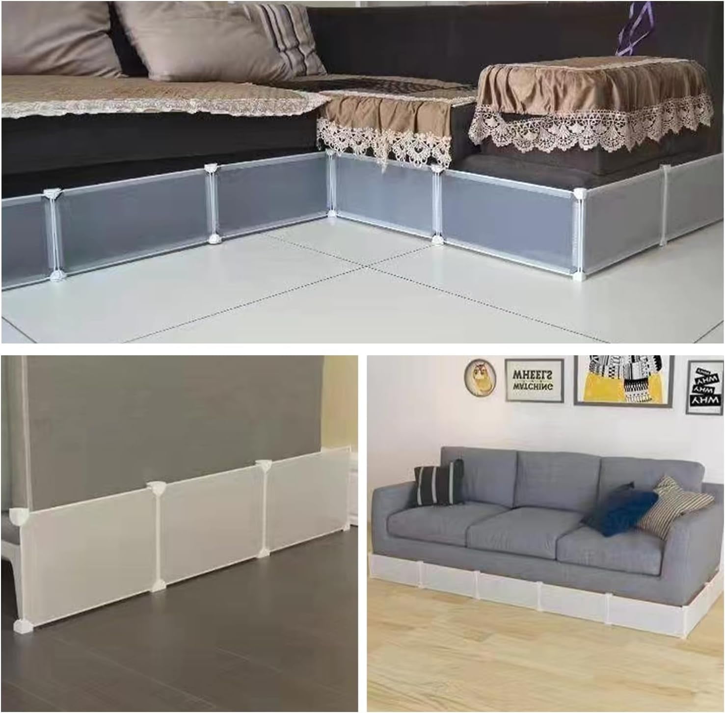 Toy Blocker for Furniture,Easy to Install Waterproof Under Bed Blocker for Pet,Under Bed/Sofa/Cabinet Gap Barrier for Baby & Pet Toys,8" Height x 80" Length,Semi-Transparent