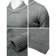 thumbnail image 4 of Mens Casual Slim Fit Knitted Pullover Sweaters Shawl Collar Solid Patterned Long Sleeve (CMOSWL077), 4 of 6