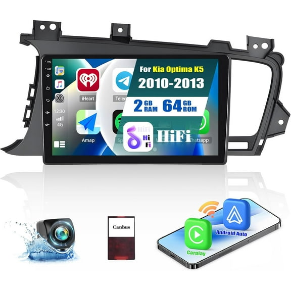 2 64G Car Stereo Radio for Kia Optima K5 2010-2013 with Apple Carplay&Android Auto,9 Inch Touch Screen Android 13 Car Radio with Mirror Link GPS WiFi Bluetooth FM/RDS SWC AUX-in Backup Camera