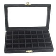 thumbnail image 3 of Caja de joyero de 28 rejillas para collar Hugo bandeja de joyería para broche negro caja de almacenamiento de joyas, 3 of 5