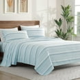 thumbnail image 5 of ClevaHome 3-Piece Twin Microfiber Classic Stripe Bed Sheet Set, Super Soft, Breathable Stripe Bedding with 17 inches Deep Pocket, Glacier Stripe, 5 of 7