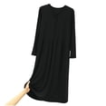 thumbnail image 2 of Antinious Women Solid Loose Long Sleeve Button Closure Daily Wear Nightgown, 2 of 5