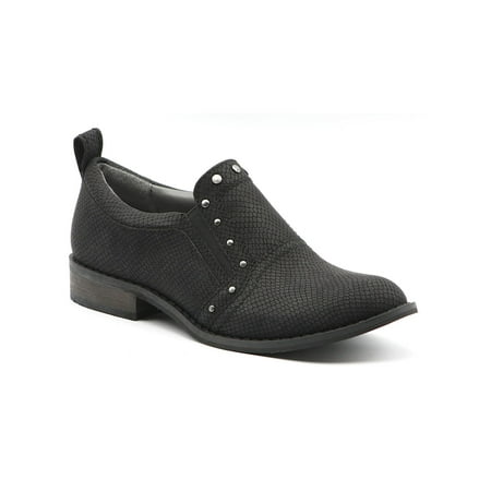 

MOOTSIES TOOTSIES Womens Black Padded Kira Almond Toe Block Heel Slip On Leather Flats 7.5 M