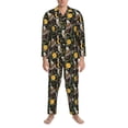 thumbnail image 3 of Salouo Owls And Plants Print Button-Front Long Sleeve Pajama Set for Men, Soft 2Pjs Men's Long Sleeve Sleepwear-Large, 3 of 7