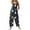 #05Dark Blue, variant on Women's Halloween Graffiti Pumpkin Bat Print Adjustable Strap Bib Overalls Wide Leg Jumpsuit With Pockets Blue 2XL