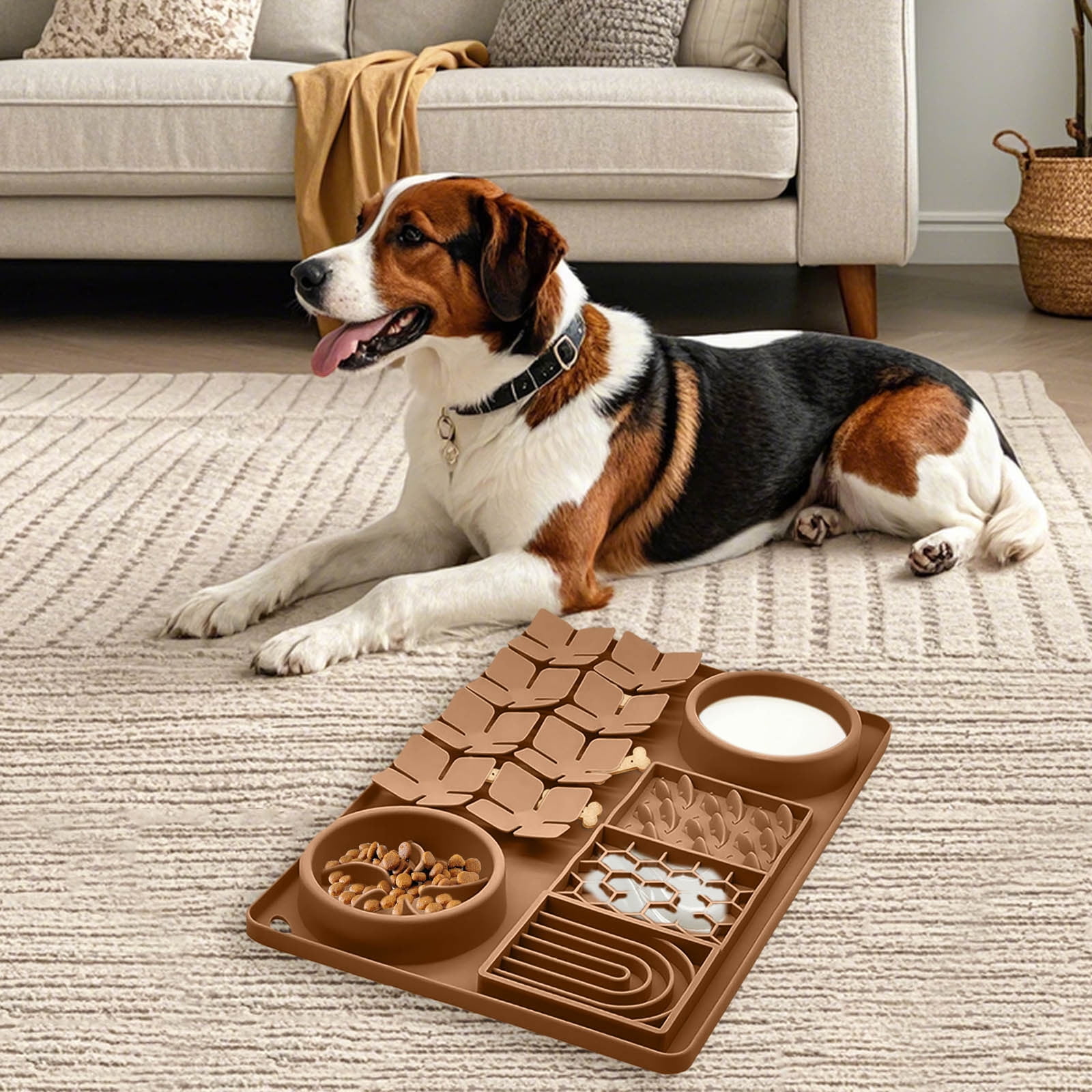 KMWGRE Interactive Pet Licking Mat with Suction Cups Slow Feeder Bowl Anxiety Puzzle Toy for Dogs and Cats C One Size
