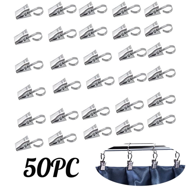 TIMIFIS Crochets pour Suspendre 50 Pcs Pinces Métalliques Crochets pour Rideaux Rideaux Rideaux avec Pince Crochets pour Rideau de Douche Crochets à Serviettes pour Salles de Bain