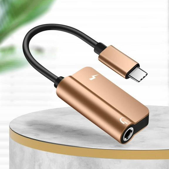 Type C to 3.5mm Audio Adapter Aux Cable USB C to Headphone Converter Aluminum Alloy 13.5cm Charge Call Music Plug and Play for Phone Tablets Car Computer Speaker Portable