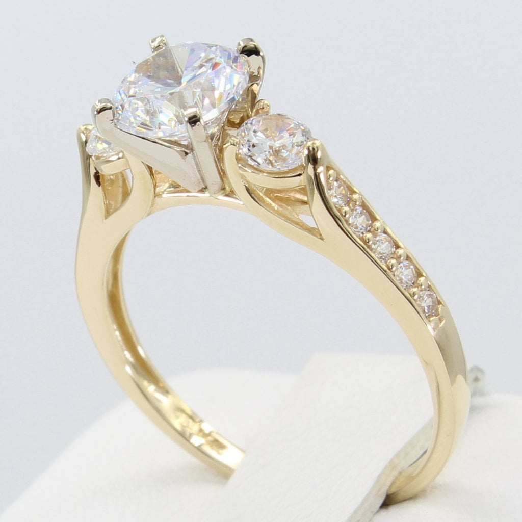 2.00 Ct 14K Yellow Gold Round Cut Halo Engagement Wedding Propose Promise Ring 