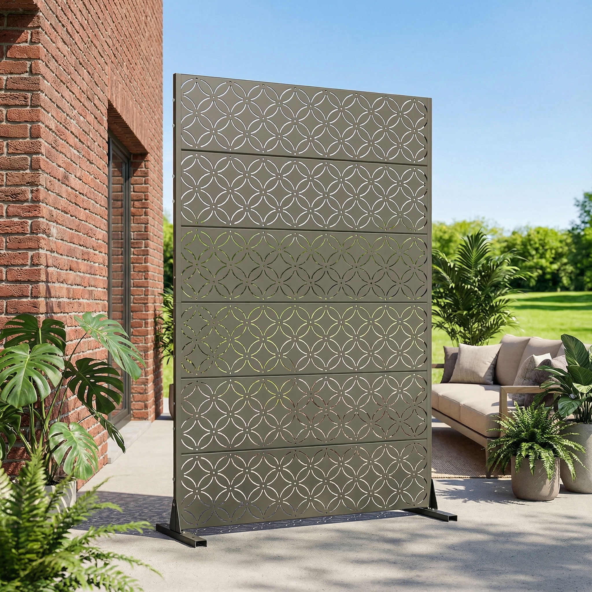 MAYEERTY 72*47in Outdoor Privacy Screen, All Weather Metal Privacy Fence, Privacy Panel for Patio, Balcony, Backyard, Garden