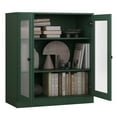 thumbnail image 2 of Palace Imports 100% Solid Wood 3-shelf Bookcase with Adjustable Shelves and Frosted Glass Doors, Green, 2 of 5