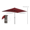 thumbnail image 3 of Outsunny Parasol de Patio 6,5 X 10 Pi avec DEL, Manivelle (Rouge Vin), 3 of 10